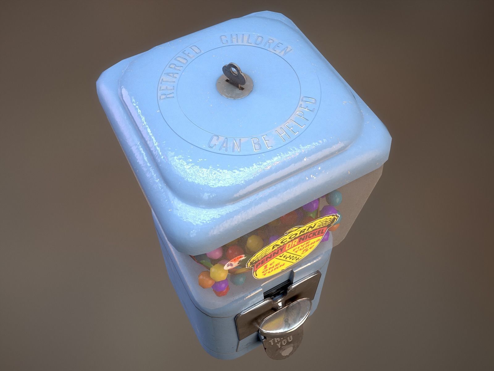 Vintage Candy Gumball Machine - Low-poly Game-ready PBR 3D Model Low-poly 3D model_20