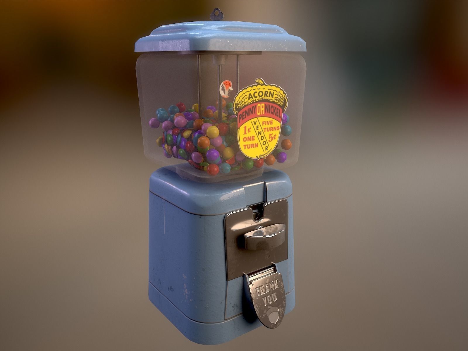 Vintage Candy Gumball Machine - Low-poly Game-ready PBR 3D Model Low-poly 3D model_23
