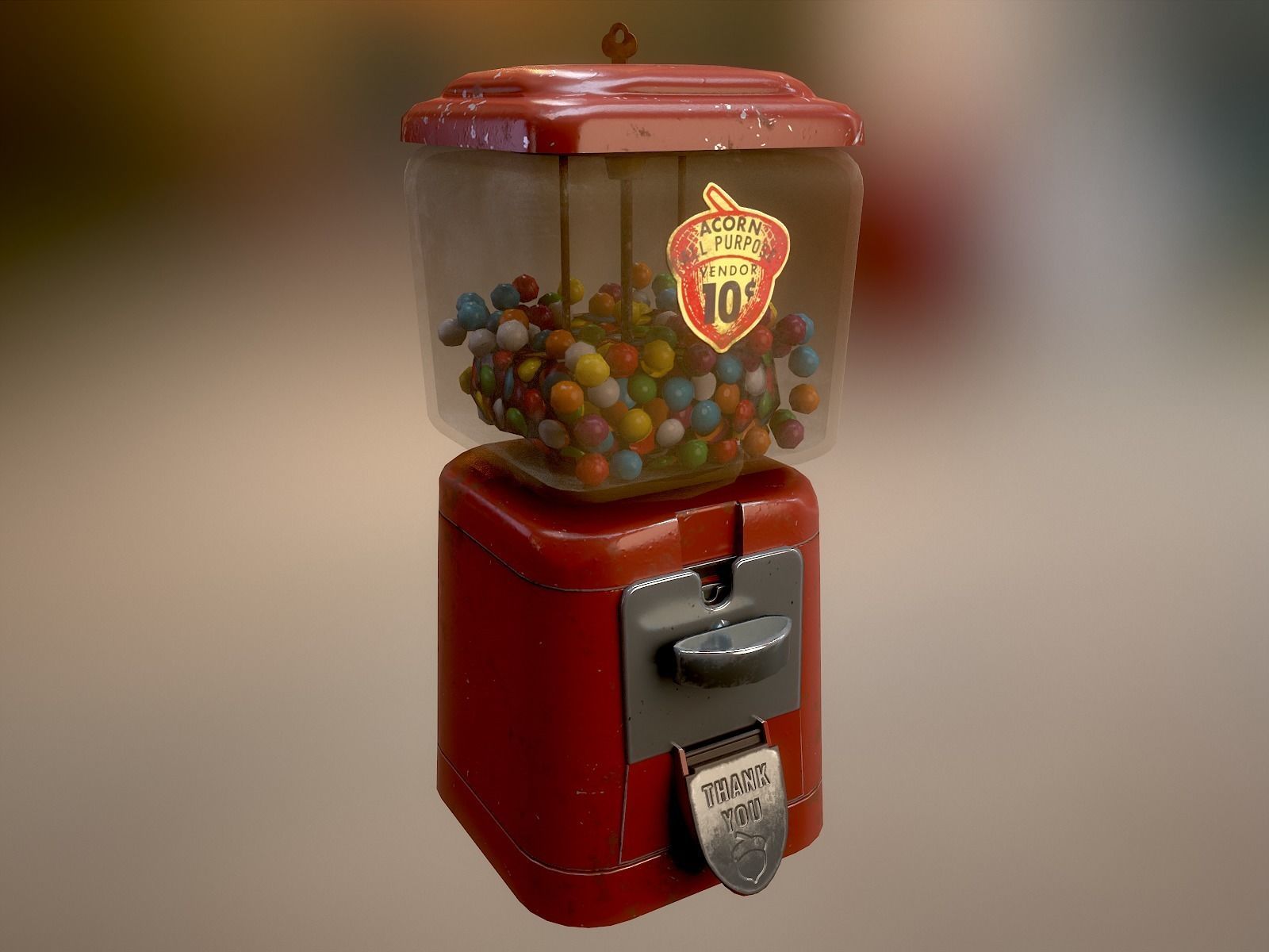 Vintage Candy Gumball Machine - Low-poly Game-ready PBR 3D Model Low-poly 3D model_6