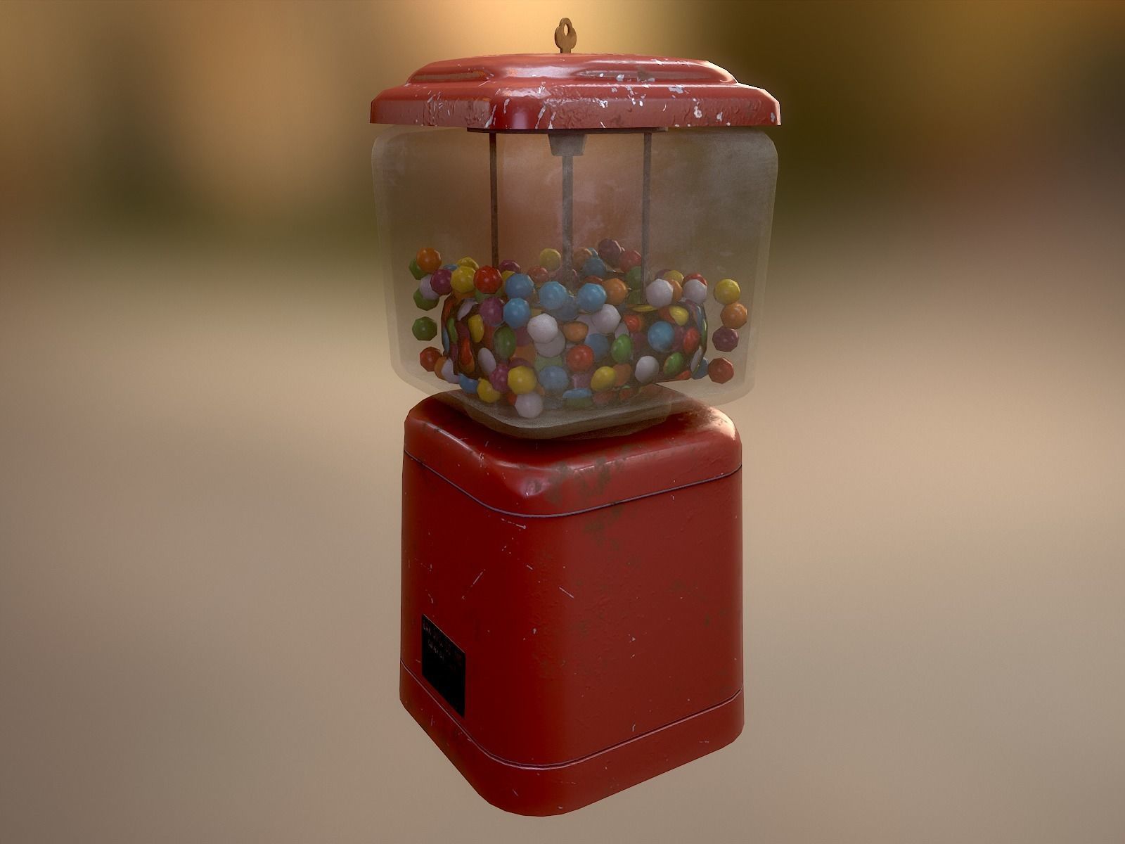 Vintage Candy Gumball Machine - Low-poly Game-ready PBR 3D Model Low-poly 3D model_1