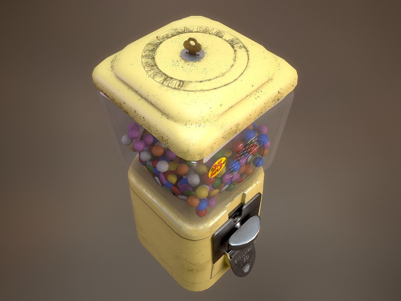 Vintage Candy Gumball Machine - Low-poly Game-ready PBR 3D Model Low-poly 3D model_13