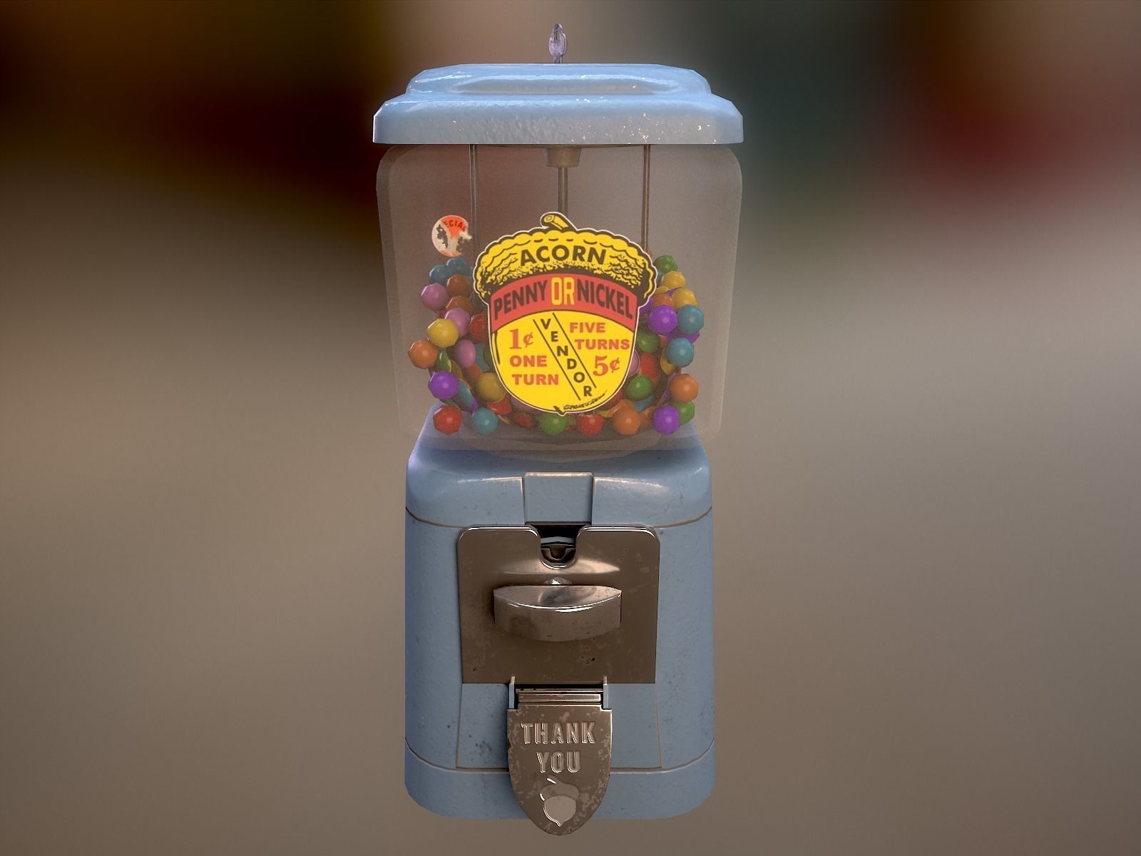 Vintage Candy Gumball Machine - Low-poly Game-ready PBR 3D Model Low-poly 3D model_22