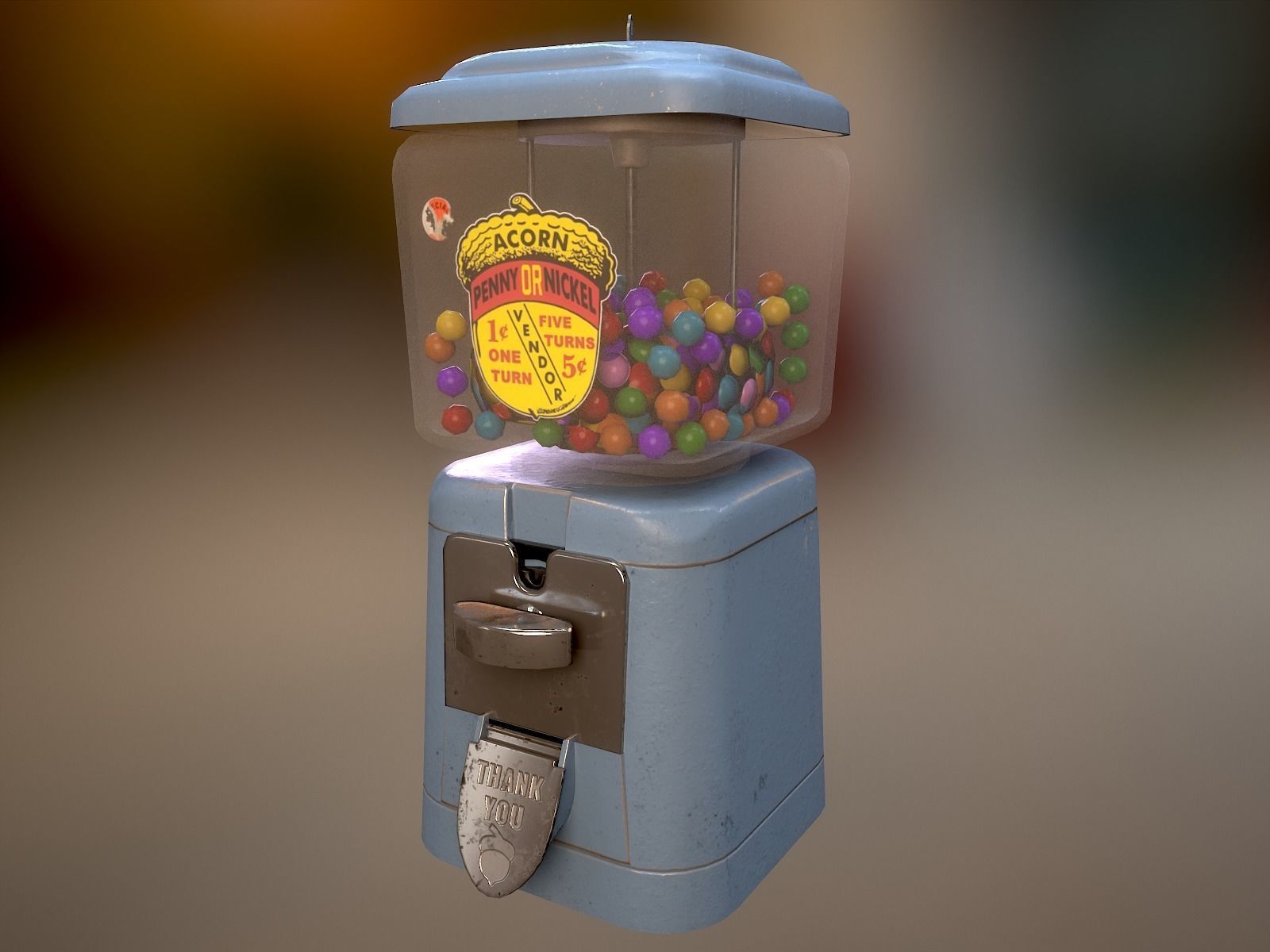 Vintage Candy Gumball Machine - Low-poly Game-ready PBR 3D Model Low-poly 3D model_19
