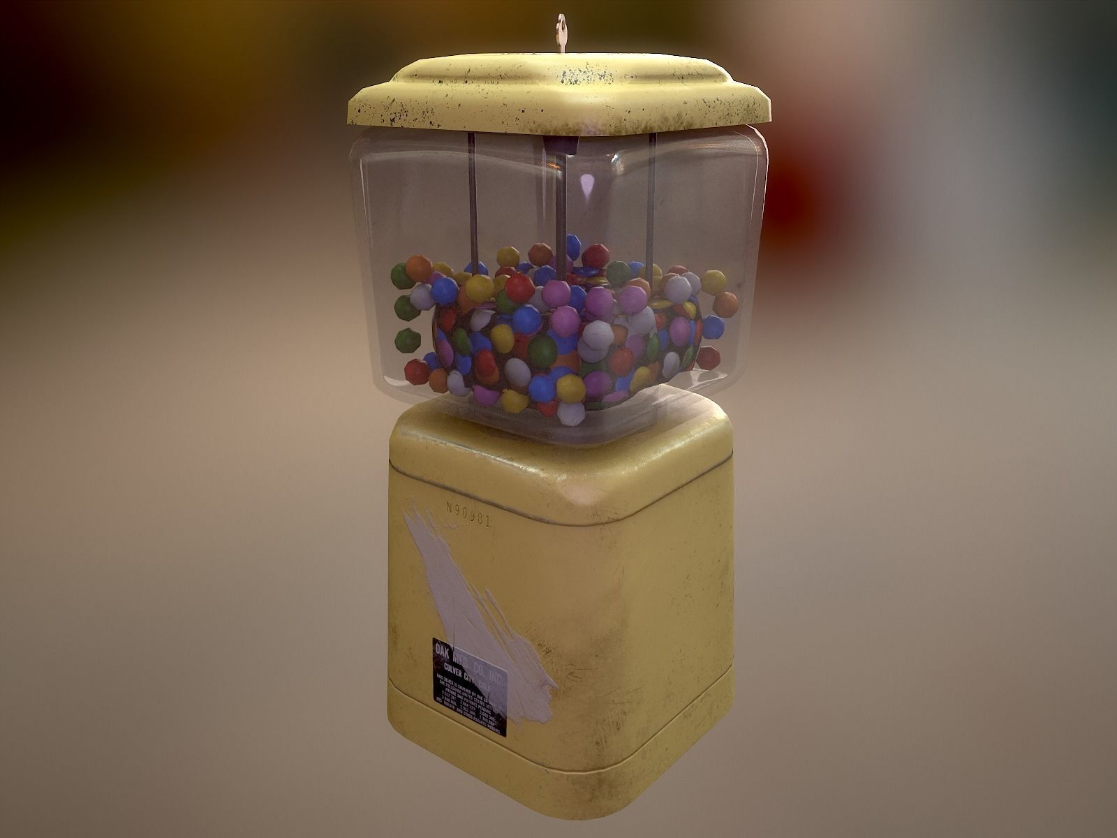 Vintage Candy Gumball Machine - Low-poly Game-ready PBR 3D Model Low-poly 3D model_11