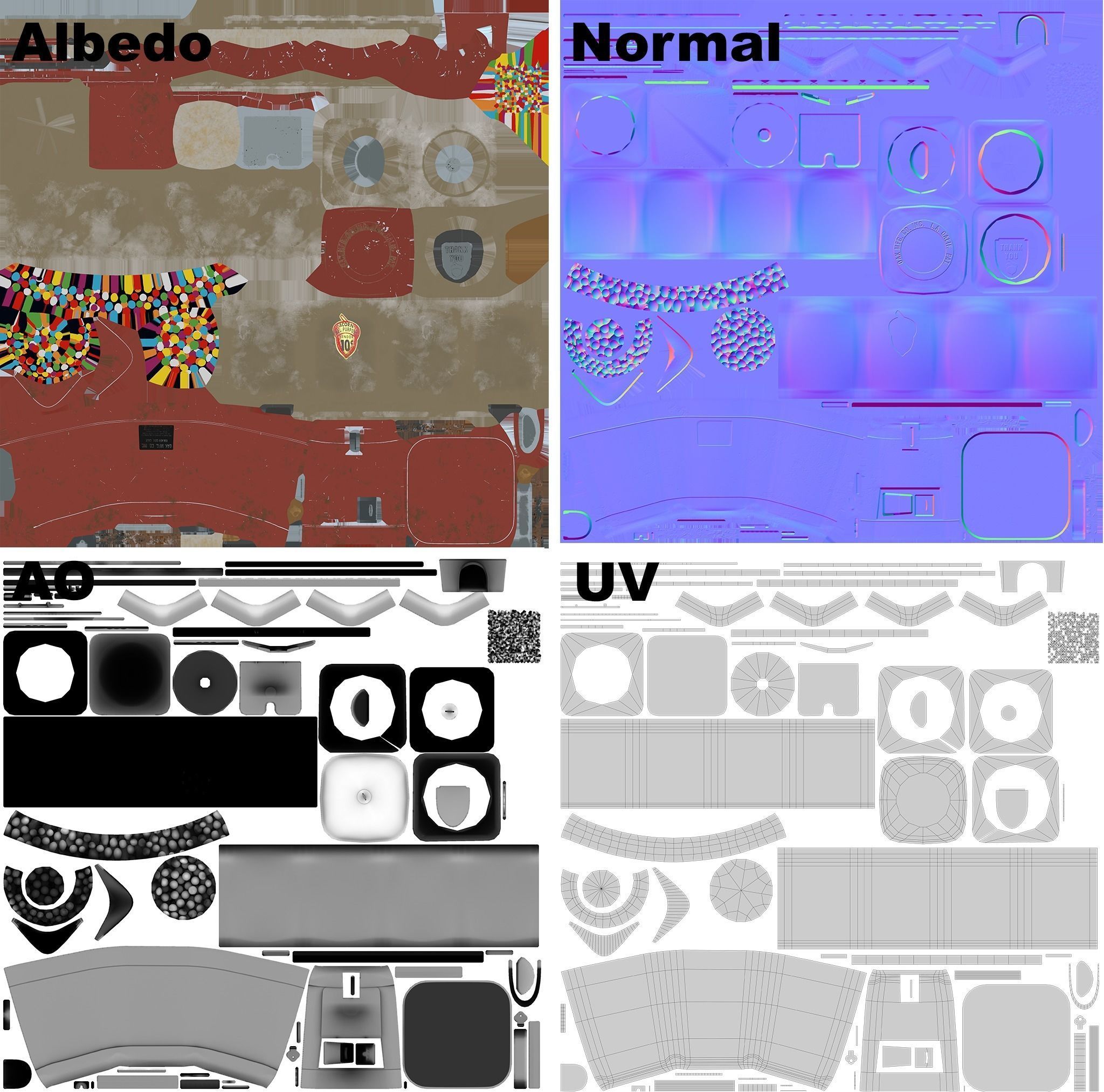 Vintage Candy Gumball Machine - Low-poly Game-ready PBR 3D Model Low-poly 3D model_28