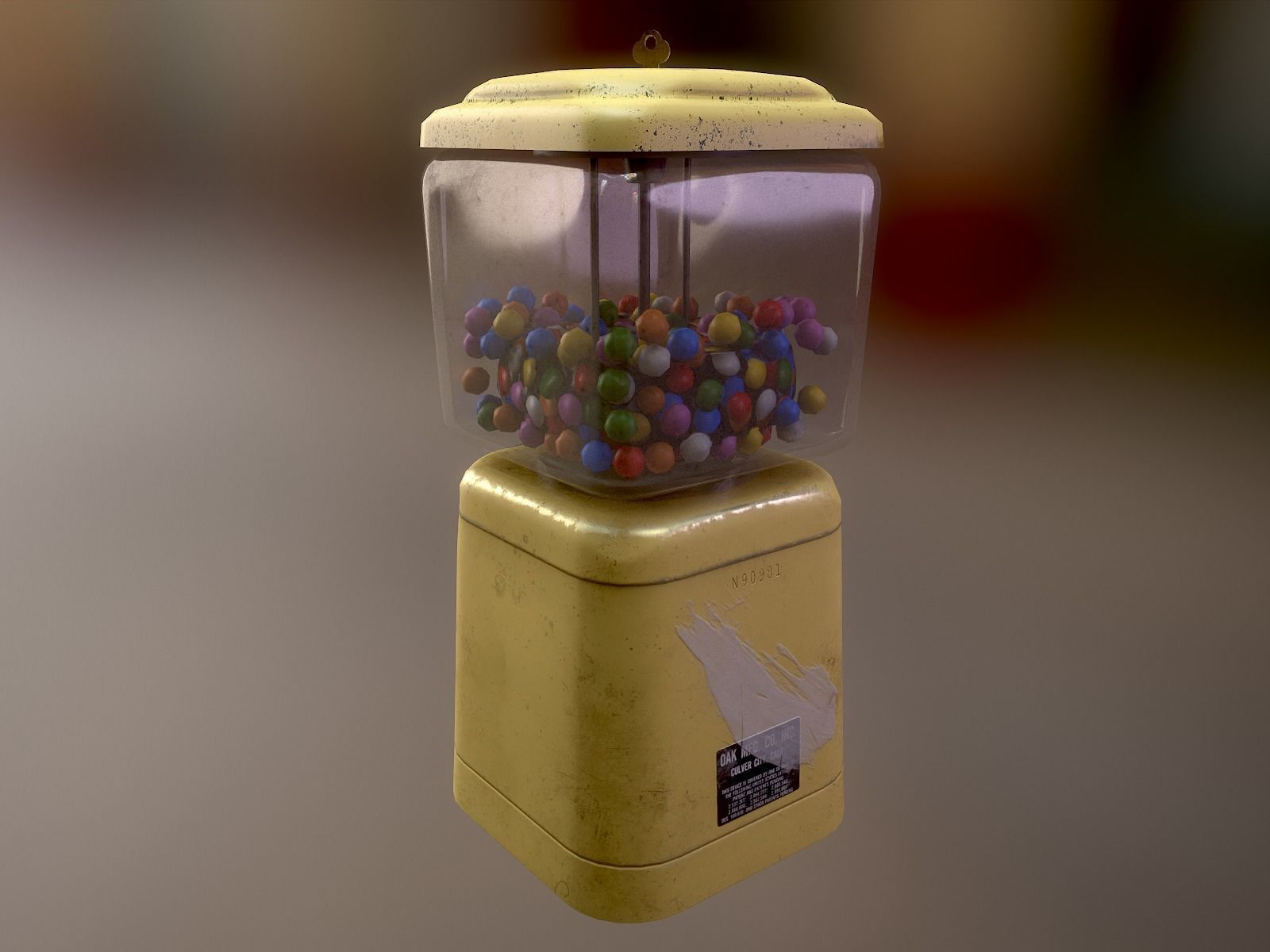 Vintage Candy Gumball Machine - Low-poly Game-ready PBR 3D Model Low-poly 3D model_9