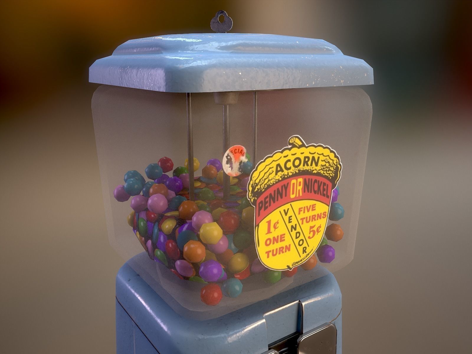 Vintage Candy Gumball Machine - Low-poly Game-ready PBR 3D Model Low-poly 3D model_21