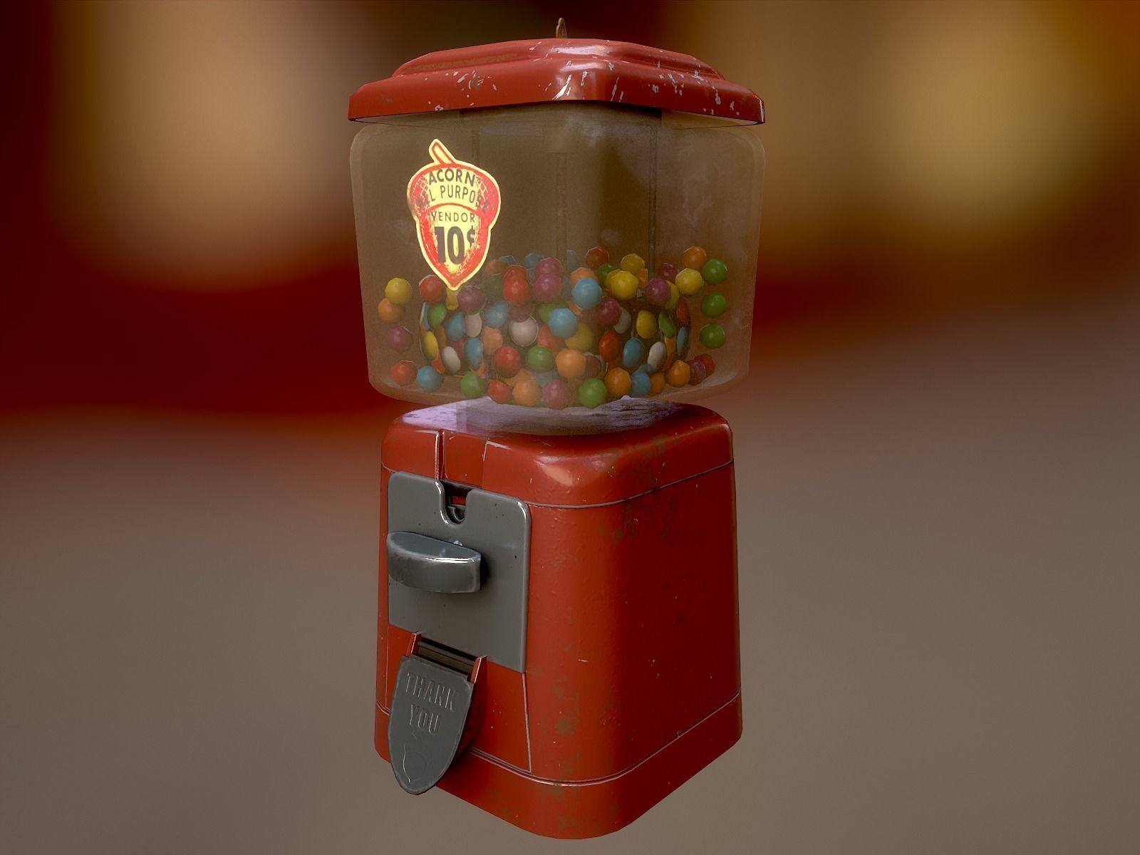 Vintage Candy Gumball Machine - Low-poly Game-ready PBR 3D Model Low-poly 3D model_3