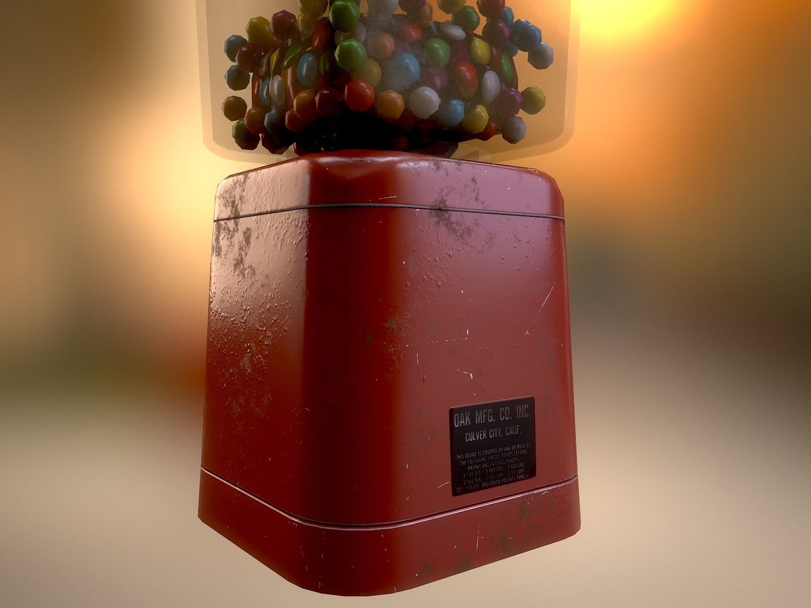 Vintage Candy Gumball Machine - Low-poly Game-ready PBR 3D Model Low-poly 3D model_2