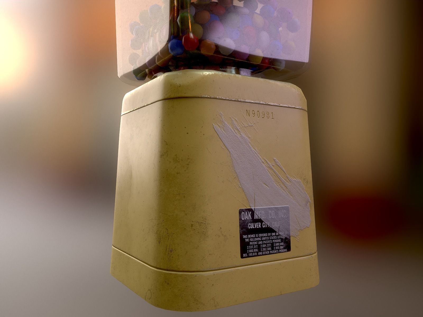 Vintage Candy Gumball Machine - Low-poly Game-ready PBR 3D Model Low-poly 3D model_10