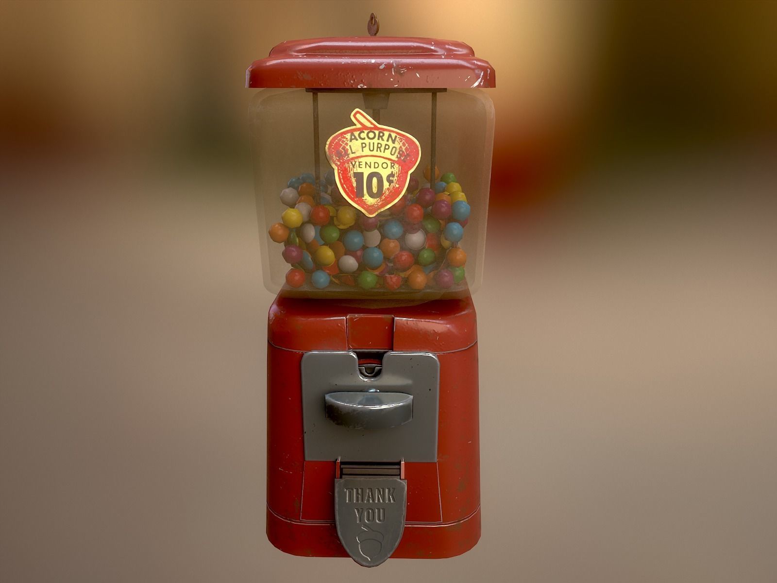 Vintage Candy Gumball Machine - Low-poly Game-ready PBR 3D Model Low-poly 3D model_4