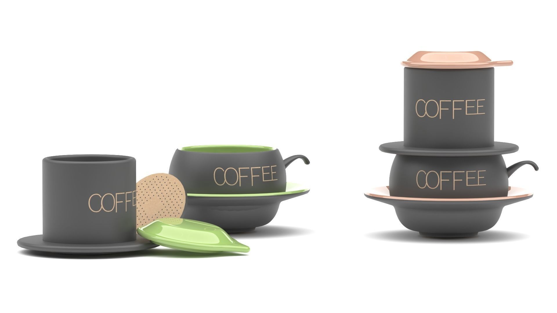 Coffee cup with filter 3D model_2
