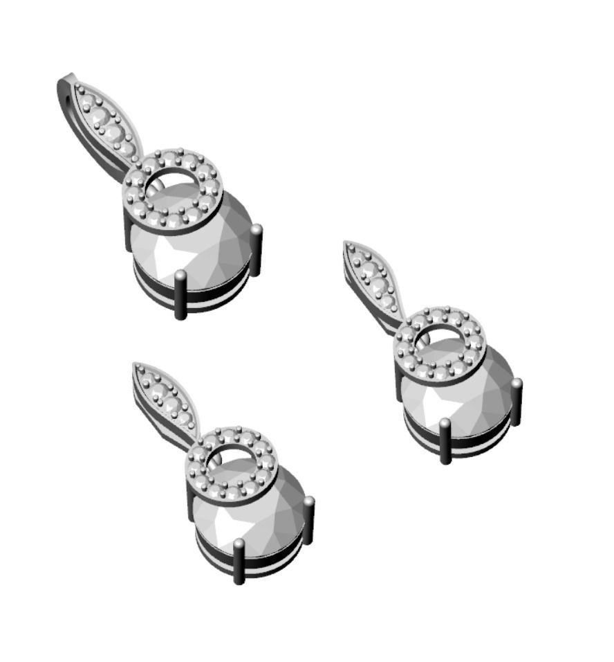 DIAMOND PENDANT EARRING SET 3D print model_1
