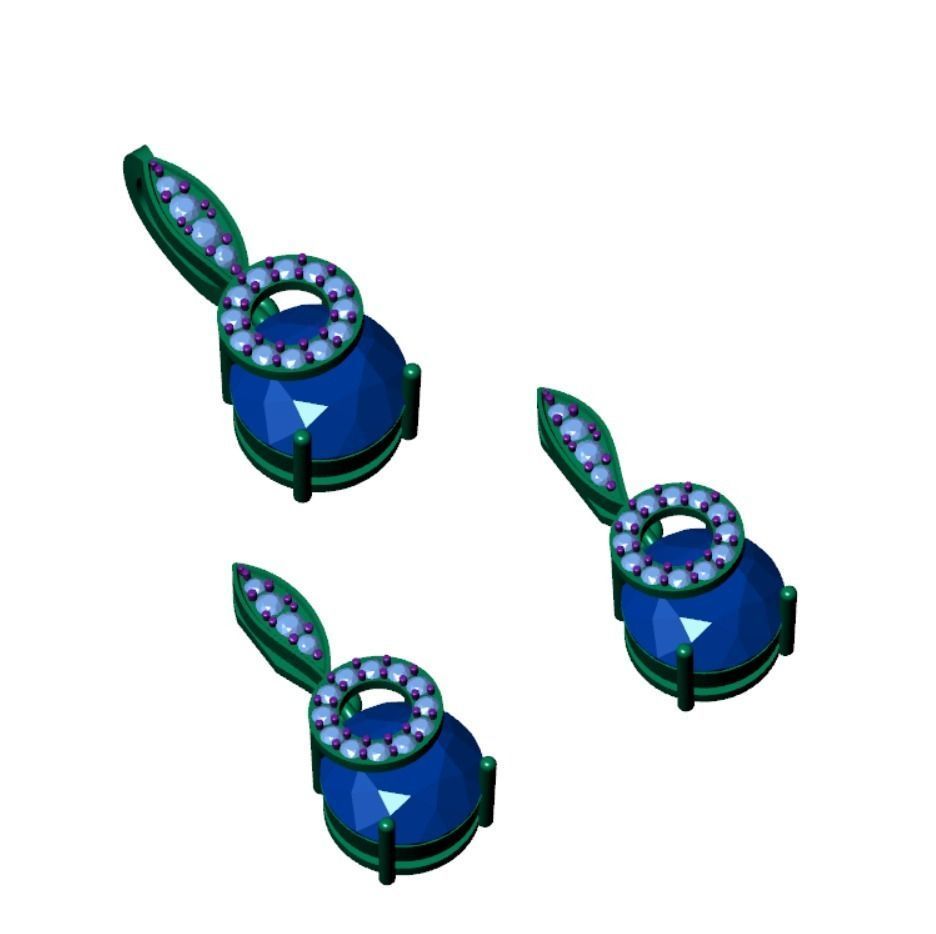 DIAMOND PENDANT EARRING SET 3D print model_7
