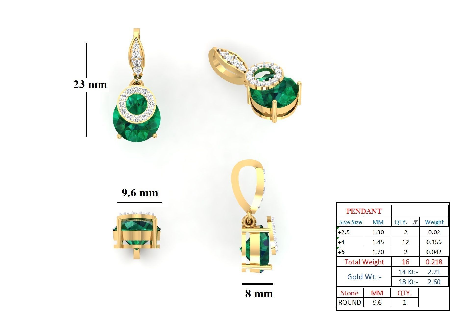 DIAMOND PENDANT EARRING SET 3D print model_2