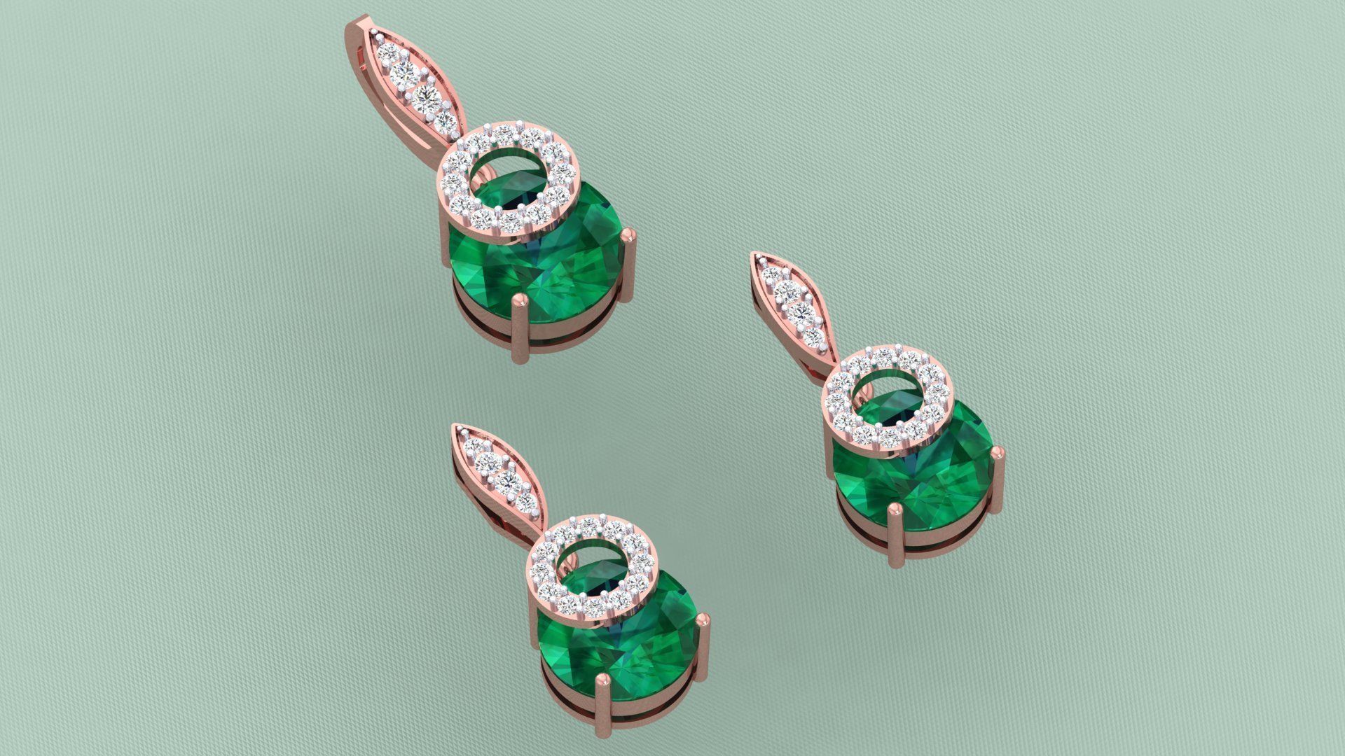 DIAMOND PENDANT EARRING SET 3D print model_4