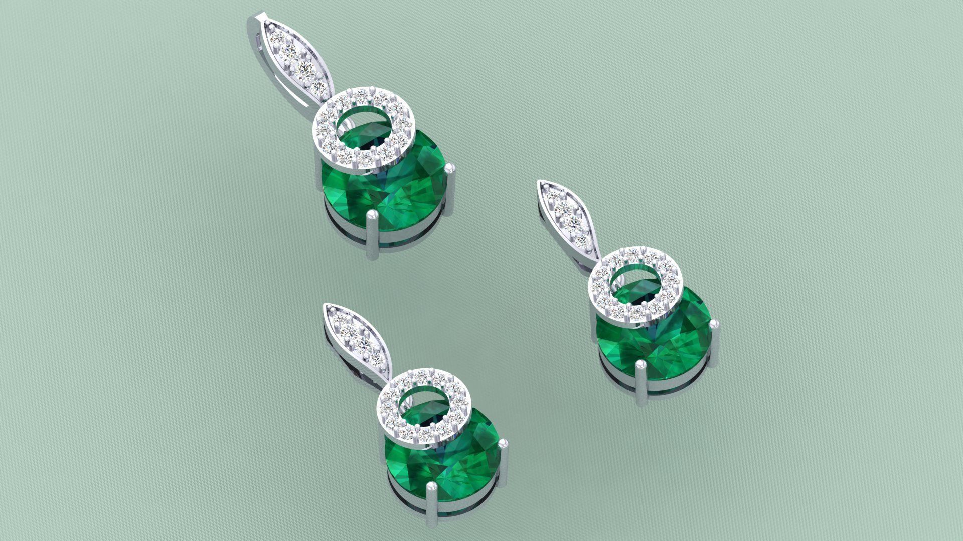 DIAMOND PENDANT EARRING SET 3D print model_6