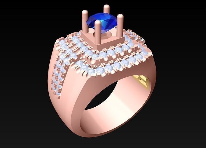 Diamond Rings - Mens Ring - N248 3D print model