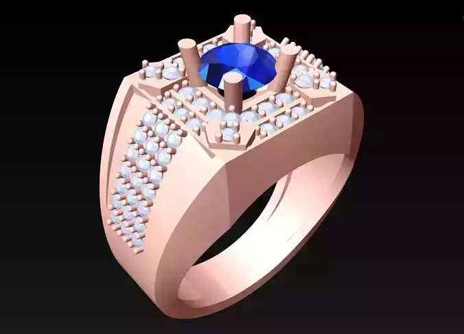 Diamond Ring - Mens Rings - N335 3D print model