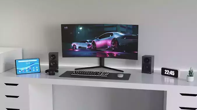 Minimalistic Desk Interior by Nikdox 3D model