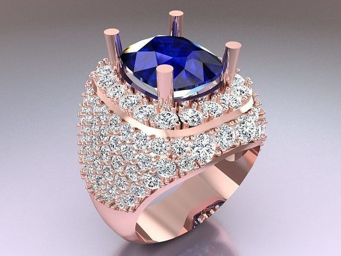 Oval Stone Ring - Diamond Ring - N3703 3D print model