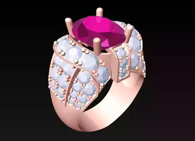 Oval Stone Ring - Diamond Ring - N3980