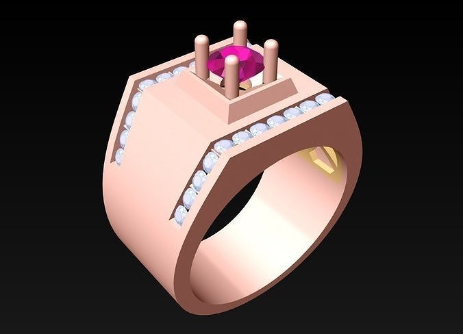 Diamond Rings - Mens Ring - N241 3D print model