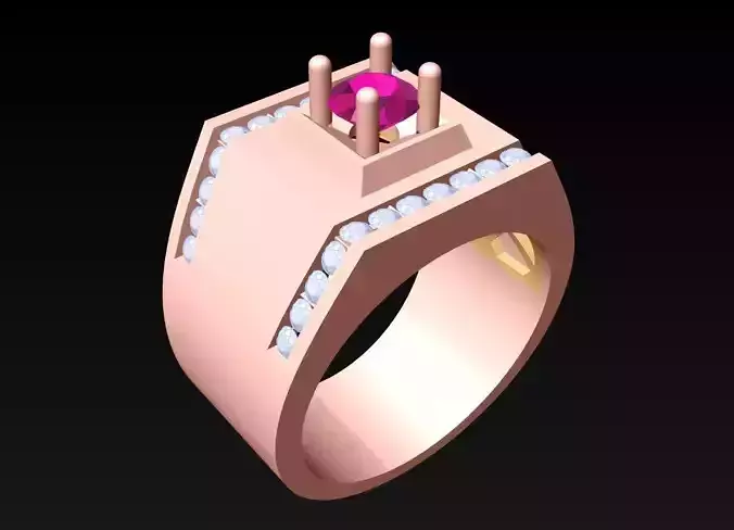 Diamond Rings - Mens Ring - N241 3D print model