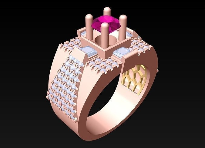 Diamond Rings - Mens Ring - N218 3D print model
