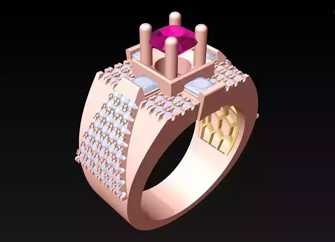 Diamond Rings - Mens Ring - N218 3D print model