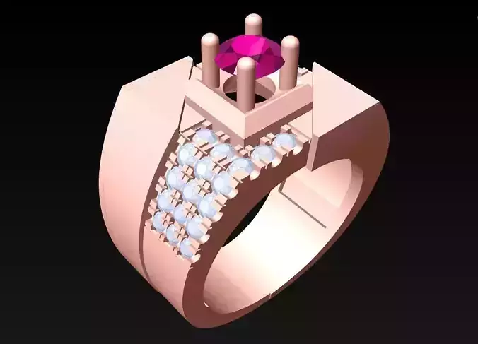 Diamond Rings - Mens Ring - N217 3D print model