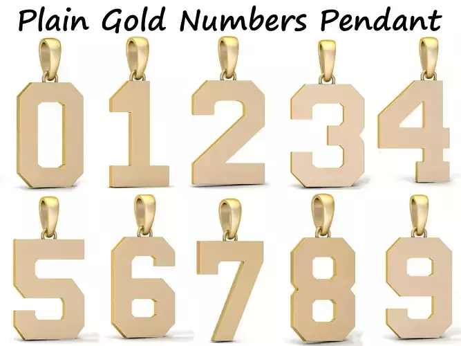 HipHop Numbers Plain Gold Pendant
