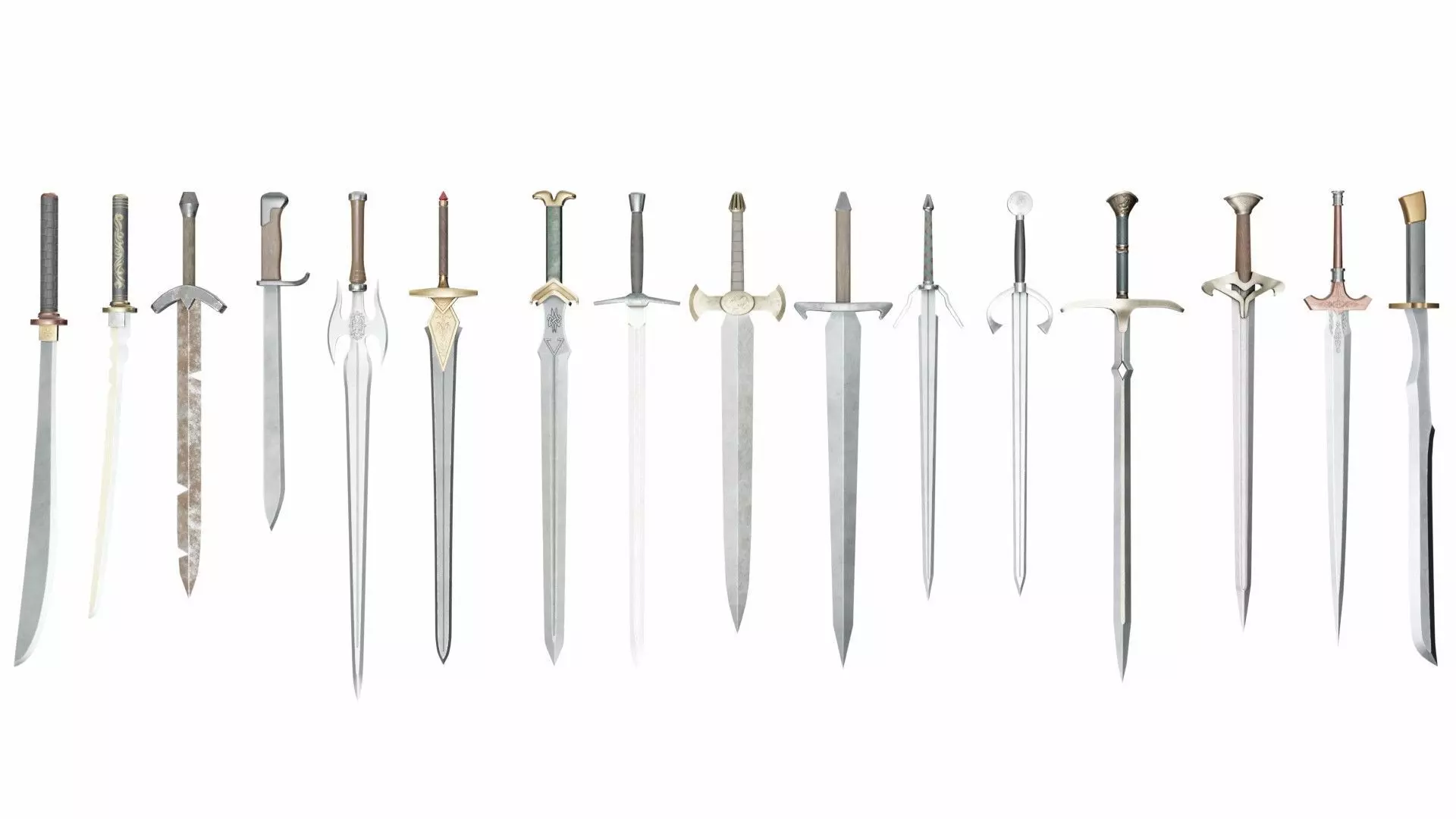 Collection of 16 longswords 3D model_0