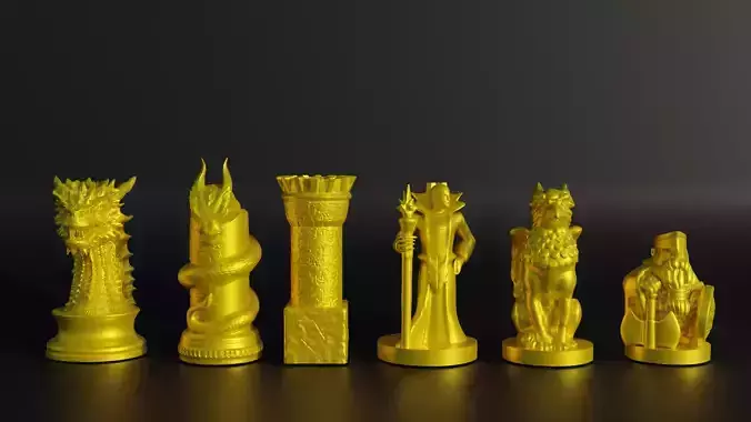 Dragon Chess Set - Medieval Chess With 6 Different Model 3D print model