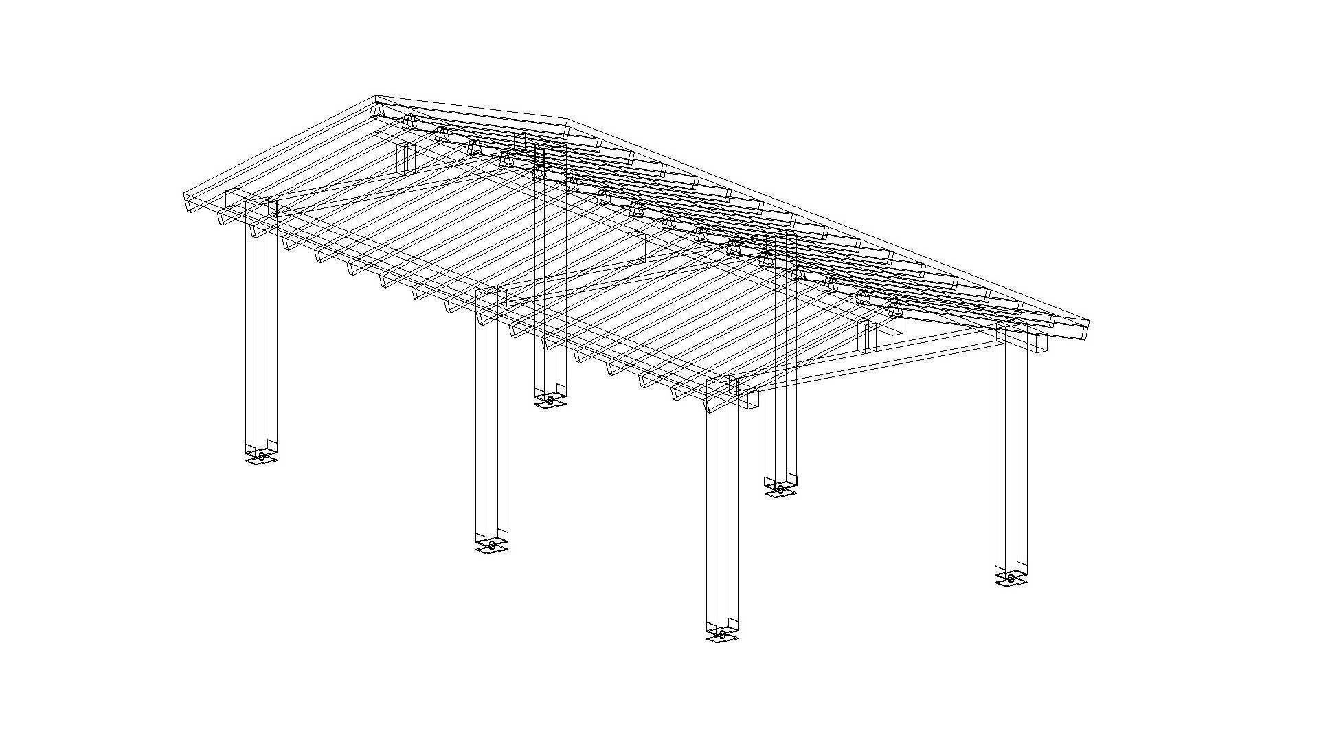 Wooden Gazebo Pitched Roof Cover 3D model_9
