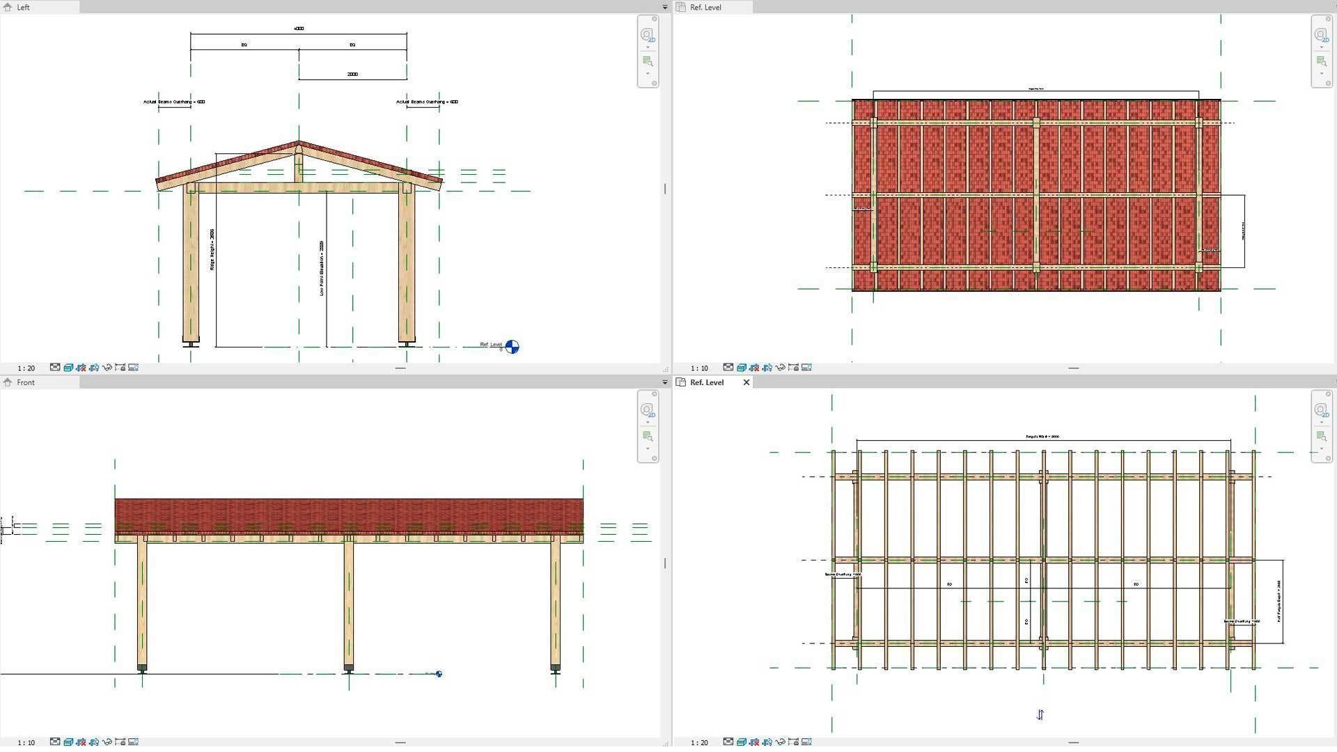 Wooden Gazebo Pitched Roof Cover 3D model_7
