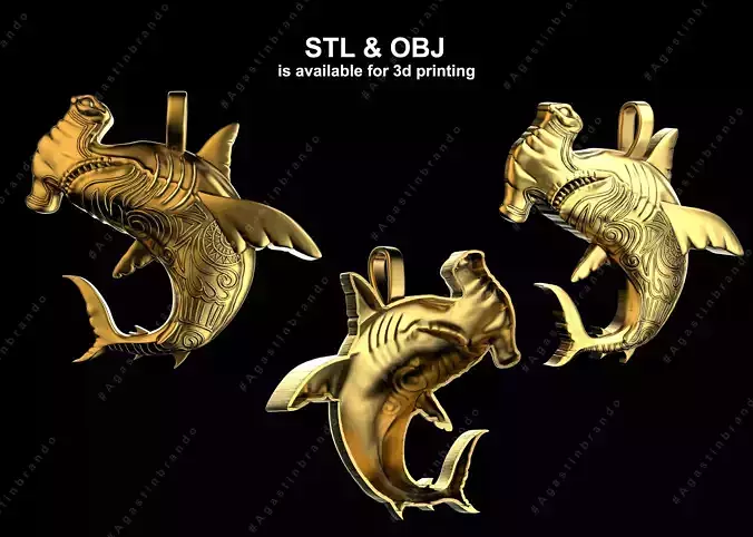 Hammer head shark 3d pendant 
