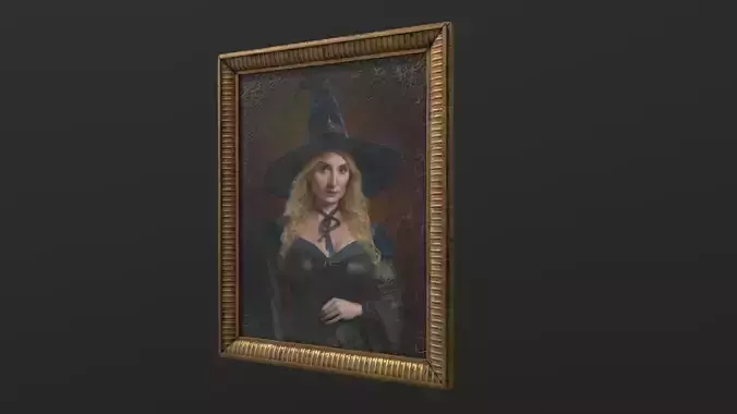 Old Portrait Painting of Witch Low-poly 3D model