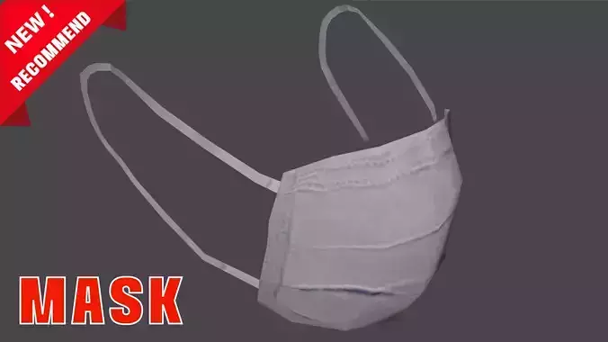 Medical face mask 3D model Low-poly 3D model