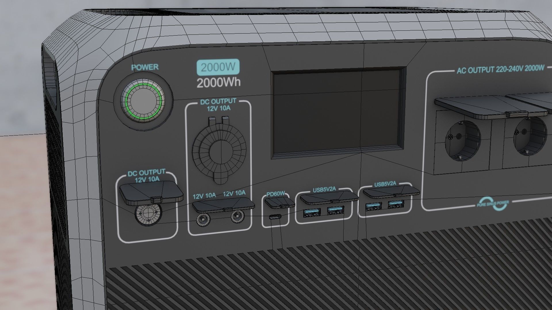 BLUETTI Portable Power Station Low-poly 3D model_23