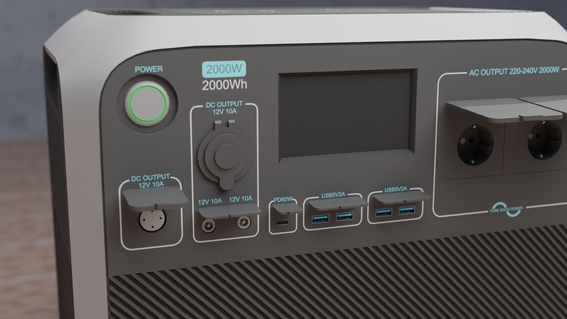 BLUETTI Portable Power Station Low-poly 3D model_5