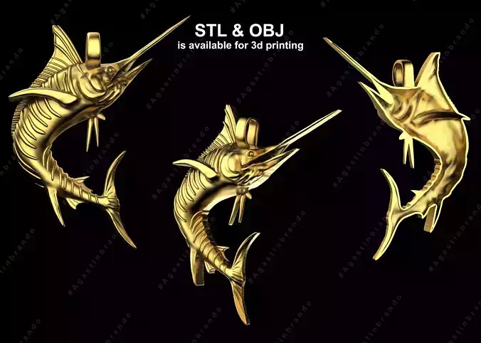 Sword fish 3d pendant
