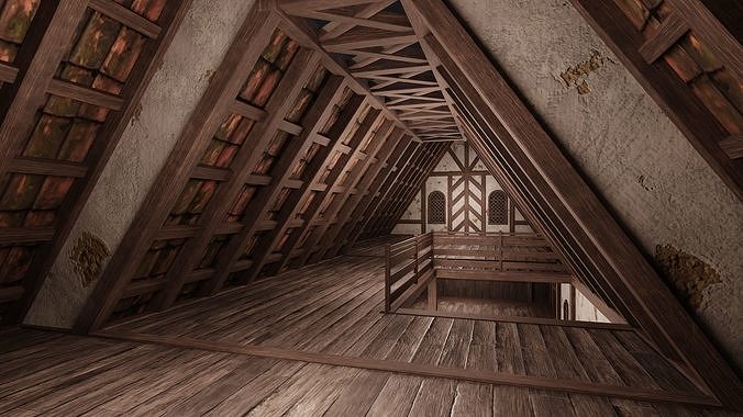225-226-227-228 Old Medieval Houses Pack 4K Textures Low-poly 3D model 7