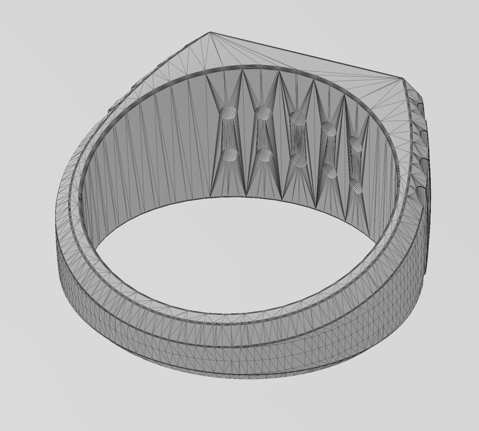 Double diamond row round top undulated signet US sizes 7to10 3D print model_15
