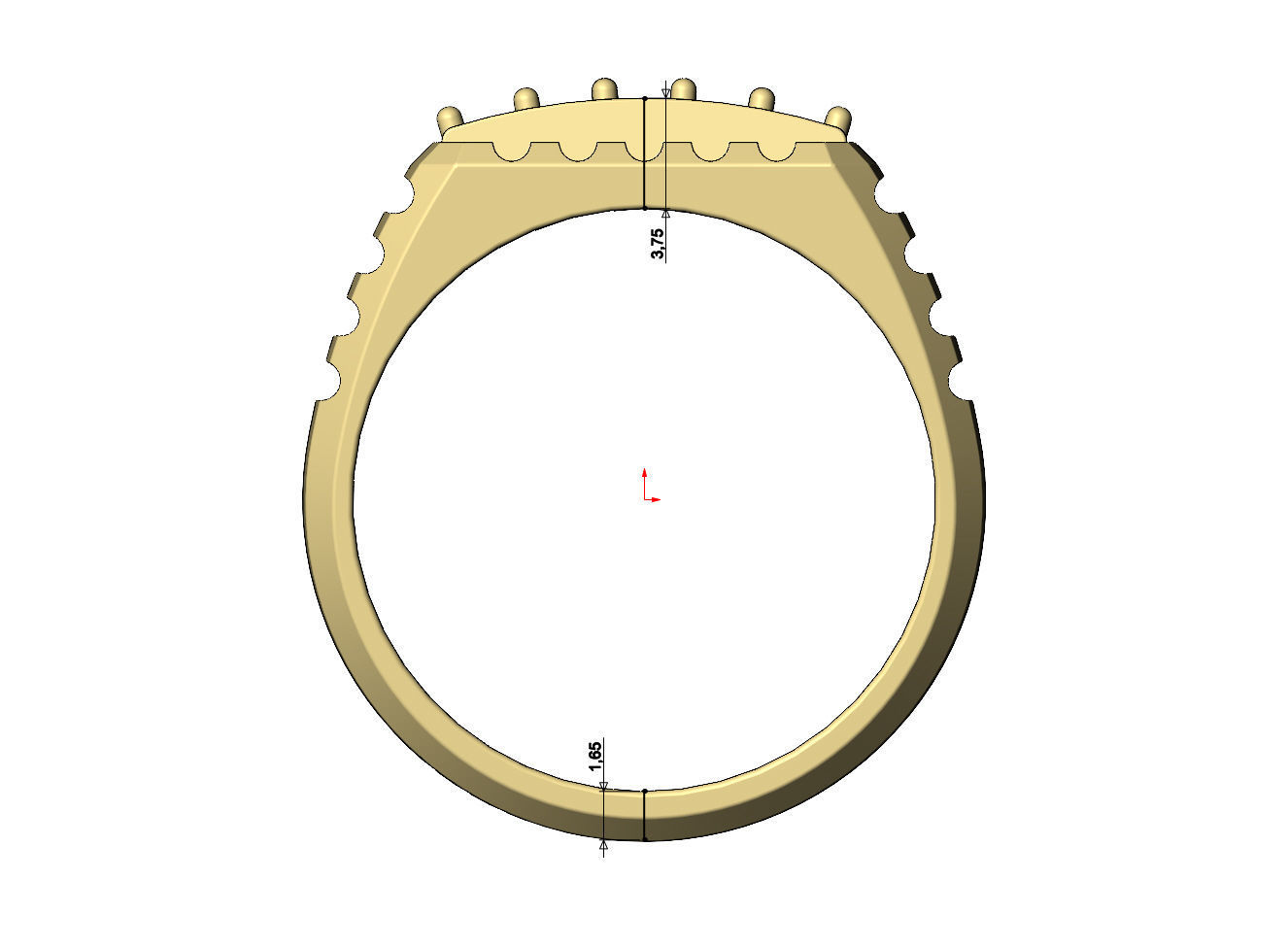 Double diamond row round top undulated signet US sizes 7to10 3D print model_8