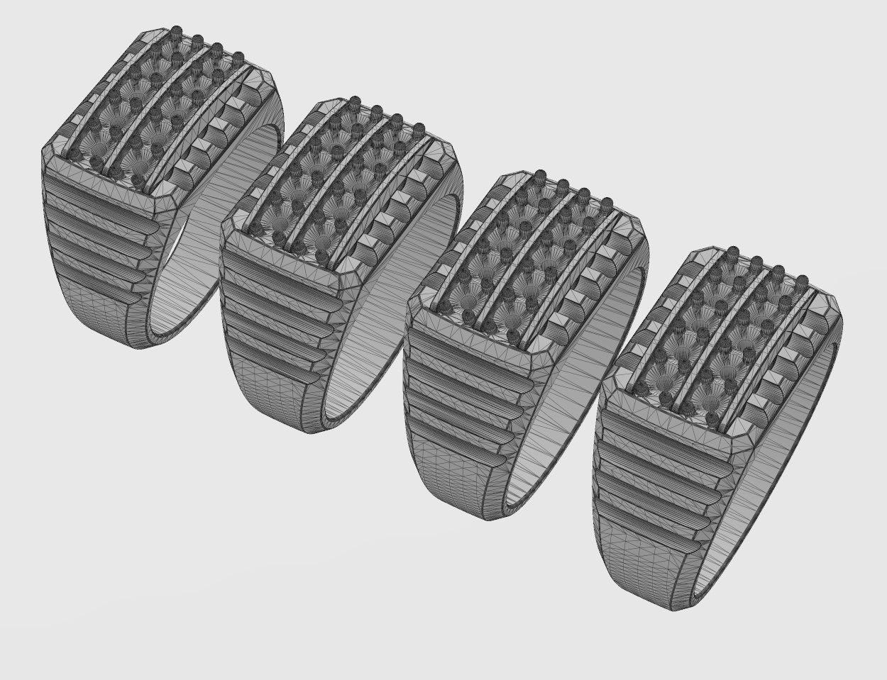 Double diamond row round top undulated signet US sizes 7to10 3D print model_13