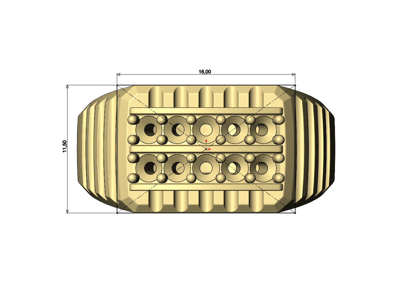 Double diamond row round top undulated signet US sizes 7to10 3D print model_7