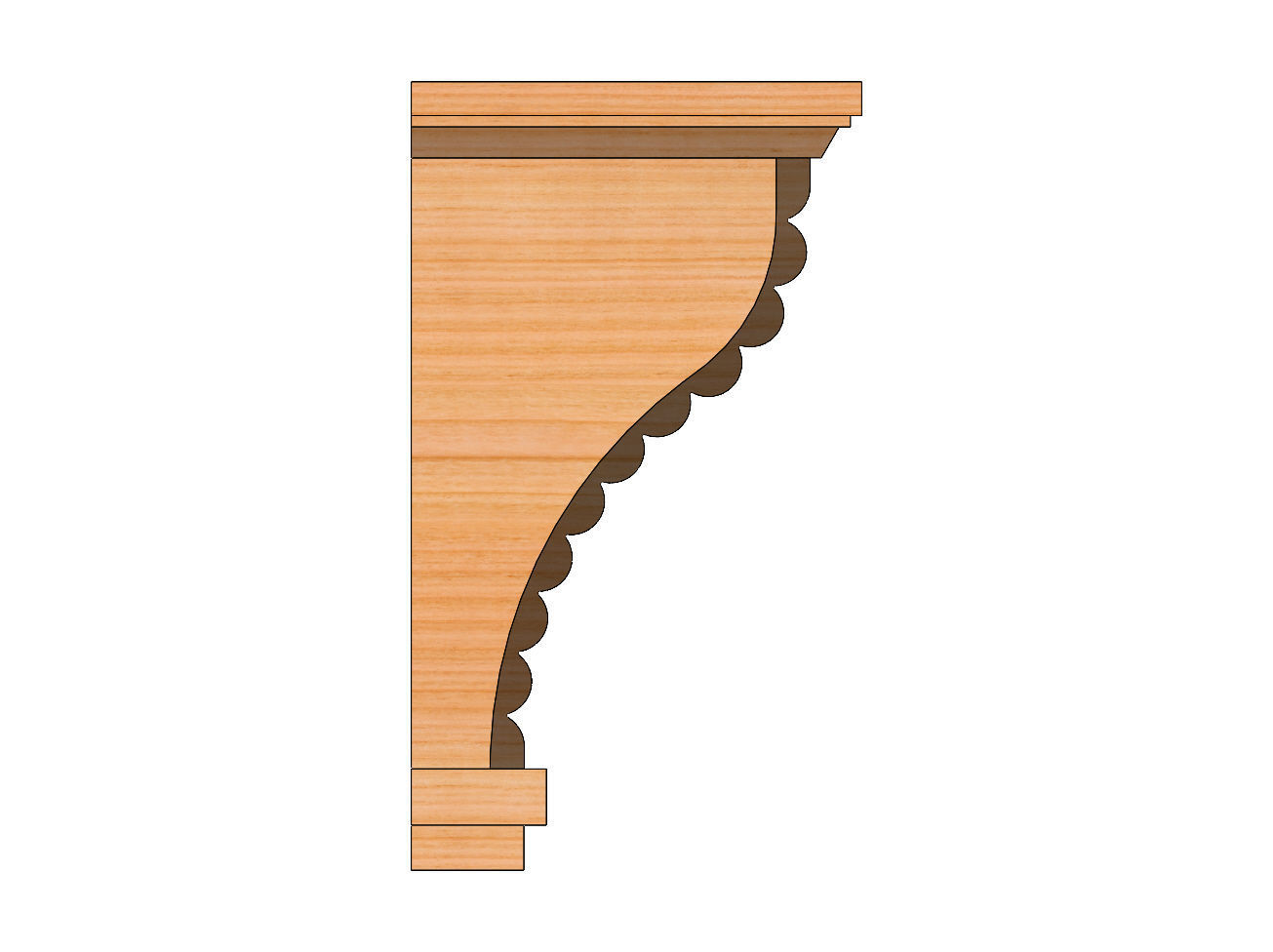 Ribbed mission corbel bracket 3D print model_5