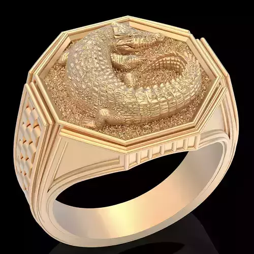 Crocodile Man Ring silver gold printable jewelry 3D print model