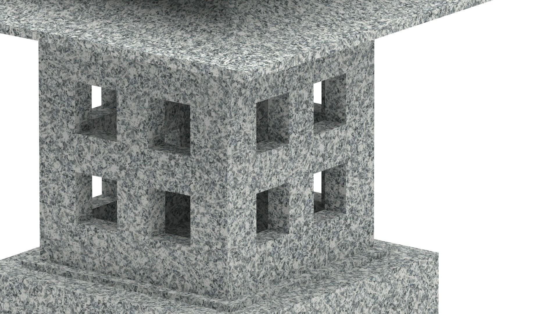 Japanese stone lantern 3D model_4